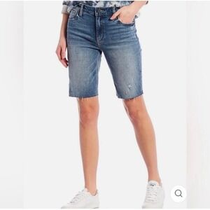 Kut from the Kloth Sophie Bermuda Denim Jean Shorts Raw Hem Size 12